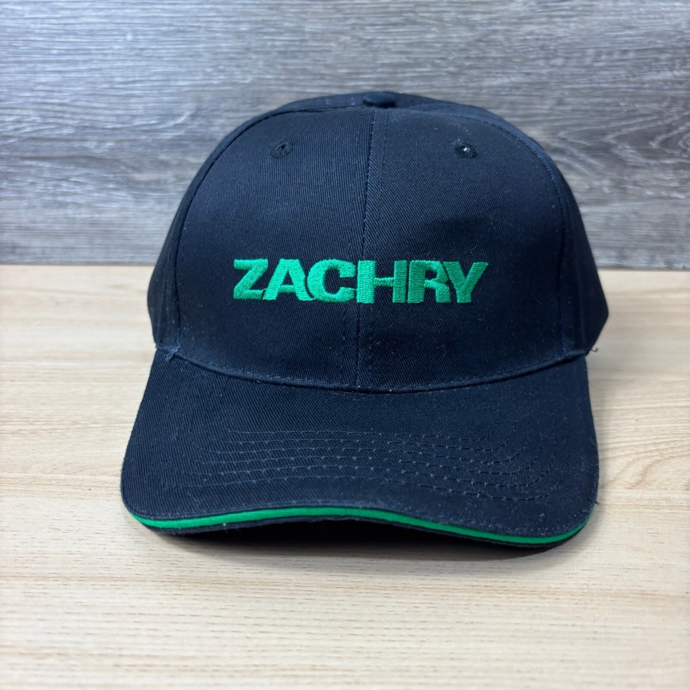 Zachry Hat Cap Strap Back Black Green‎ Logo Outdoors Adjustable
